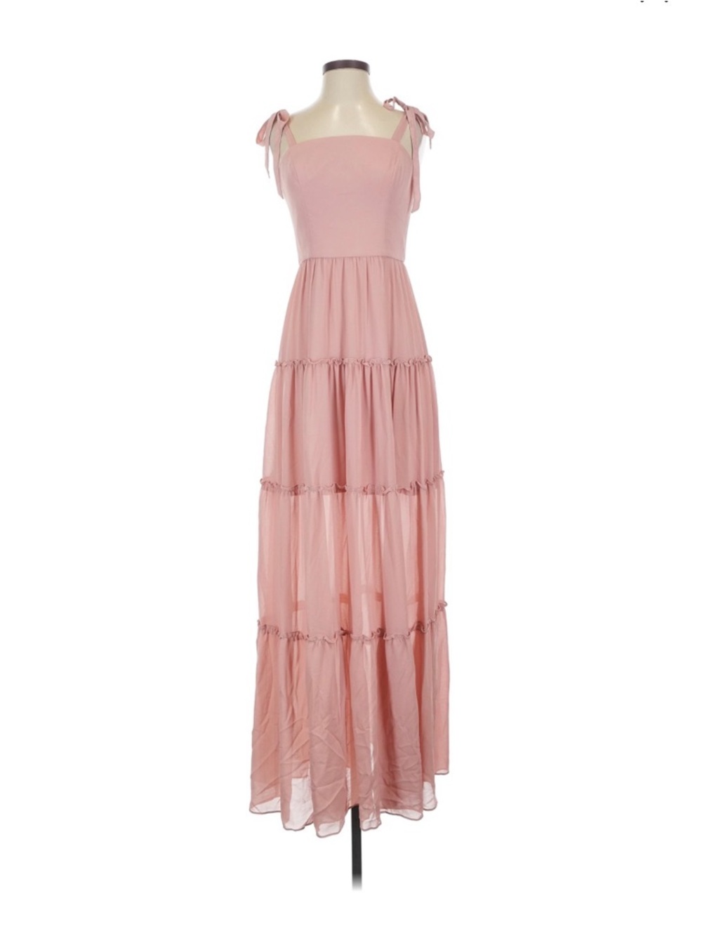 Blush Pink Tie-Strap Maxi Dress Summer Fairy Barbie Party Vacation Coastal Chic